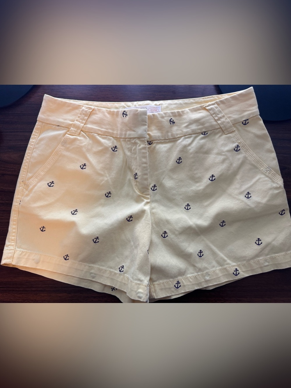 J. Crew Factory Yellow Anchor-Embroidered Chino Shorts